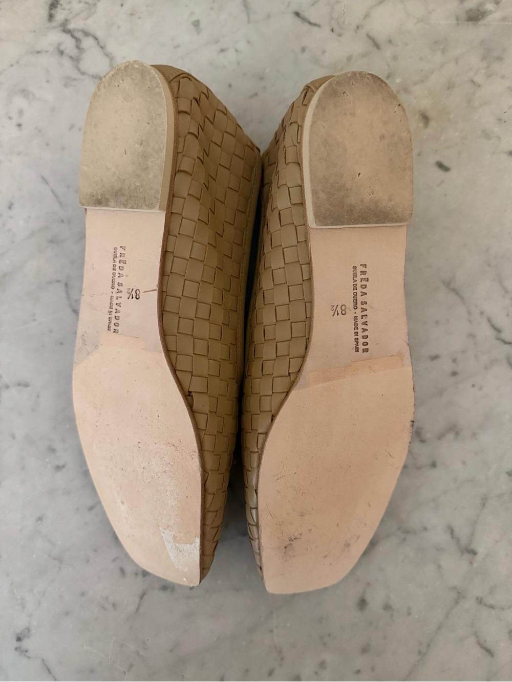 Freda Salvador Jada Leather Woven Ballet Flats in Latte 8.5 - Picture 4 of 5